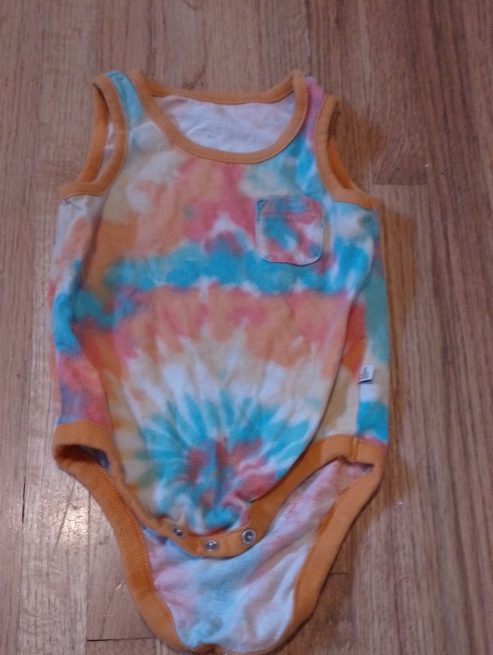 GAP Tie-Dye Tank Bodysuit in Blue, Pink & Orange Trim